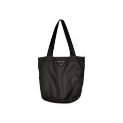 Prada Tessuto Triangle Logo Nylon Tote Black