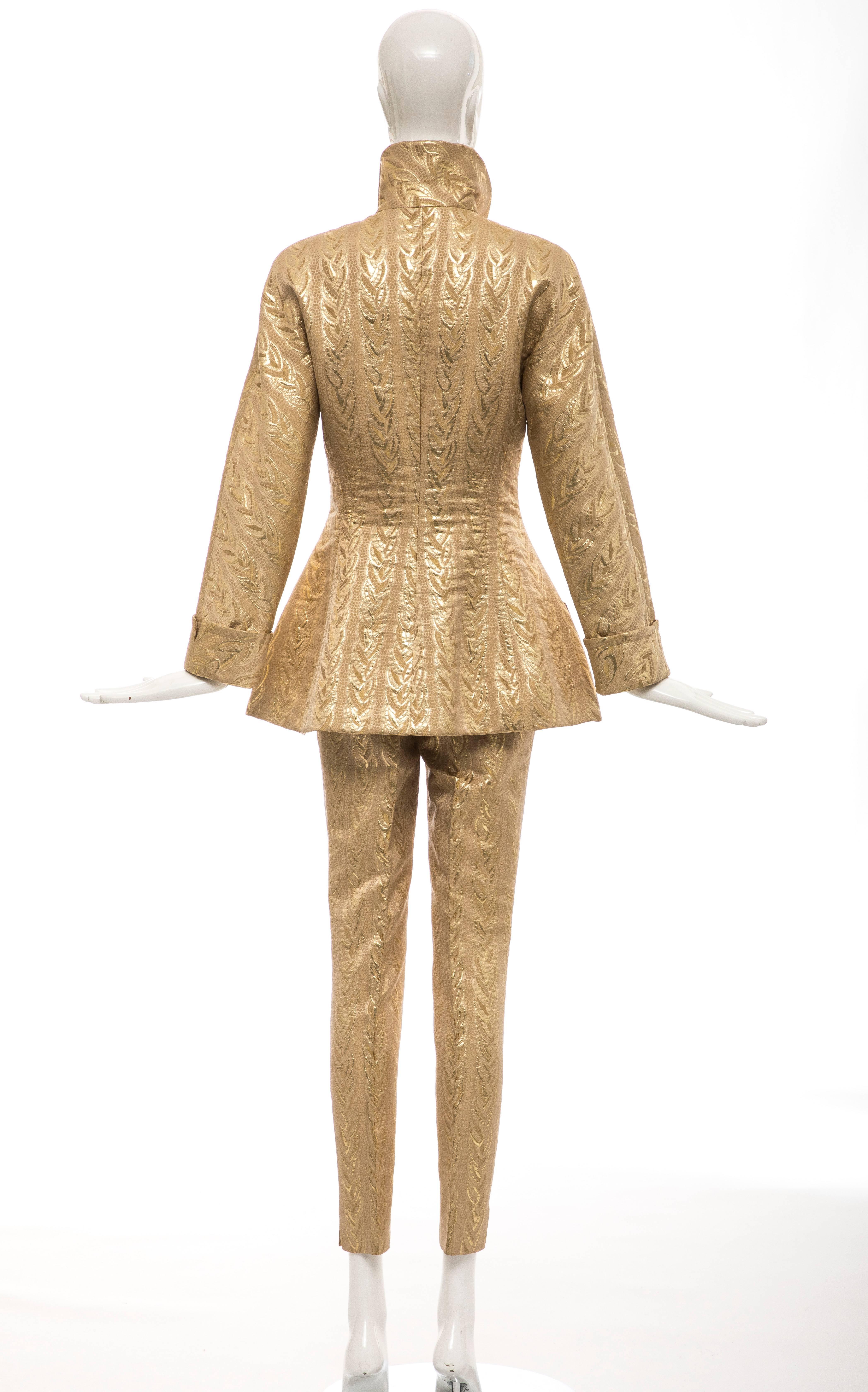 Women's Prada Three Piece Gold Brocade Ensemble, Fall 1992