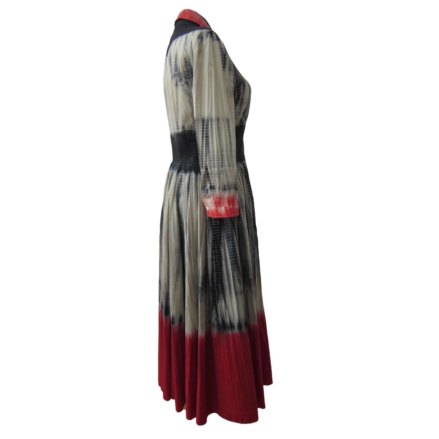 Brown Prada Tie dye Black Red Dress ss 2004