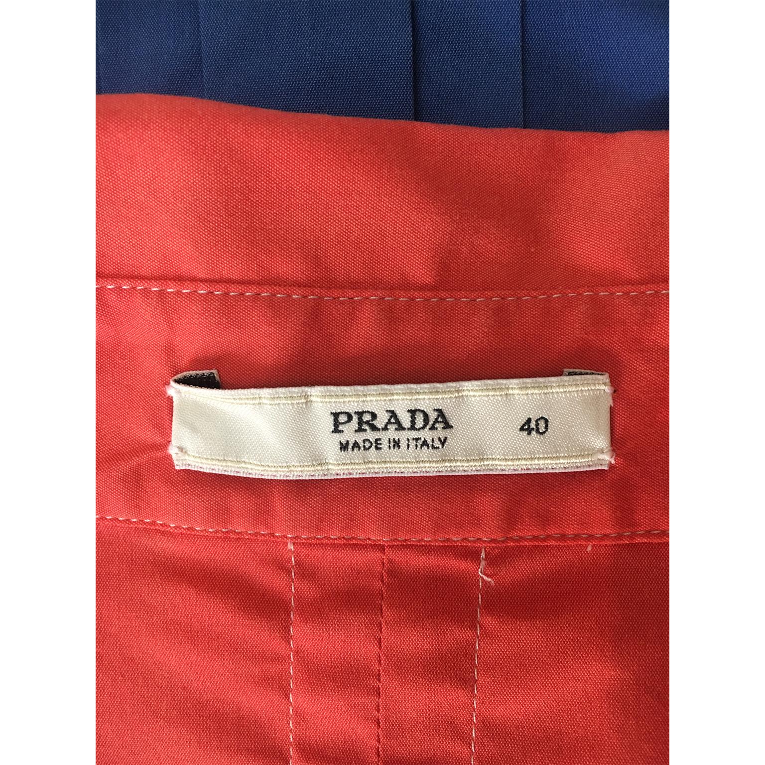 Prada Tie dye Red Blue Bicolour Shirt Dress SS 2004 For Sale 8