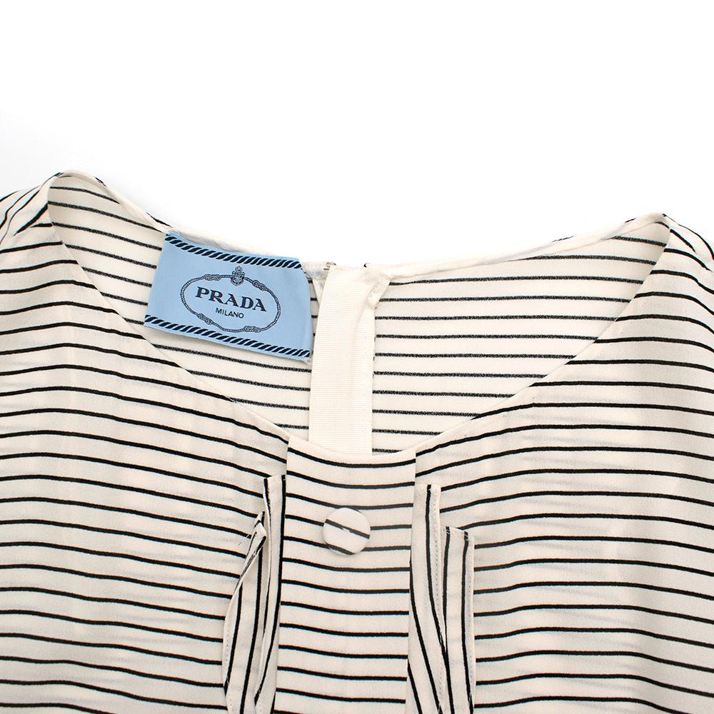 Prada Tie-Waist Striped Crepe Dress - Size US 4 For Sale 1
