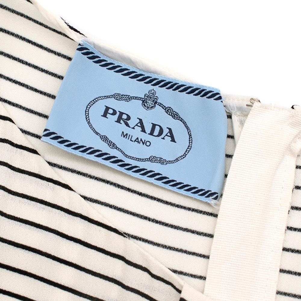 Prada Tie-Waist Striped Crepe Dress - Size US 4 For Sale 2