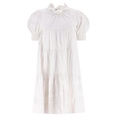 Prada Tiered Puff-Sleeve Cotton Dress