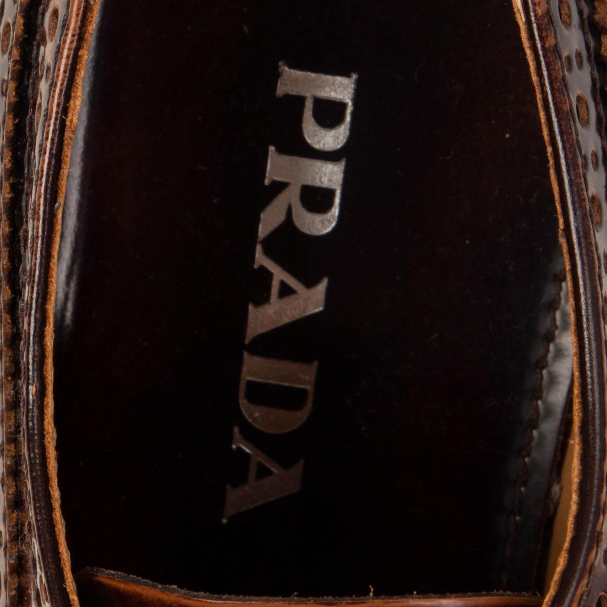 Brown PRADA Tobacco brown MICROSOLE BRUSHED LEATHER DERBY Shoes 38.5