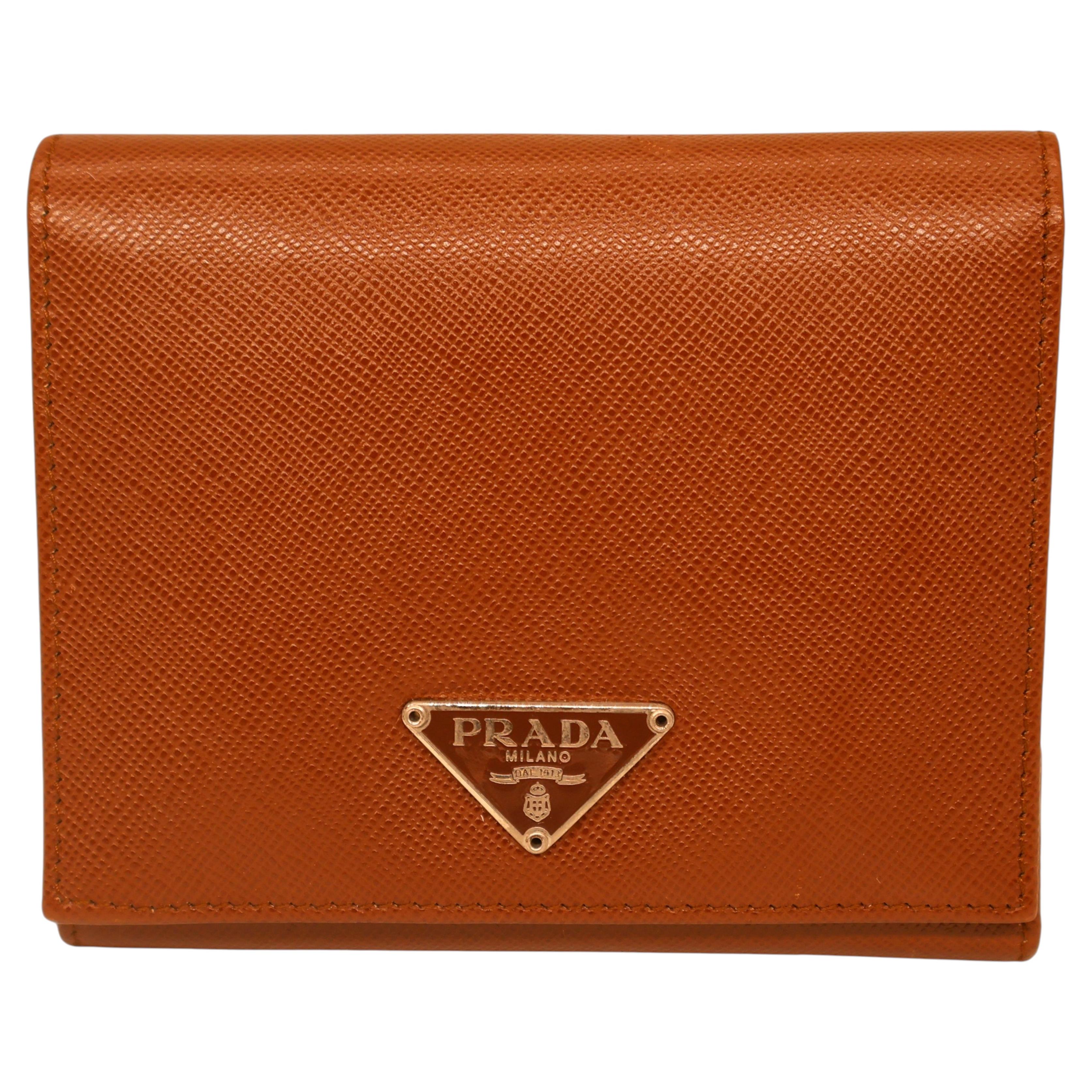 Prada Tobacco Saffiano Leather Portafoglio Tri-Fold Wallet, 2016.