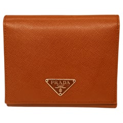 Prada Tobacco Saffiano Leather Portafoglio Tri-Fold Wallet, 2016.