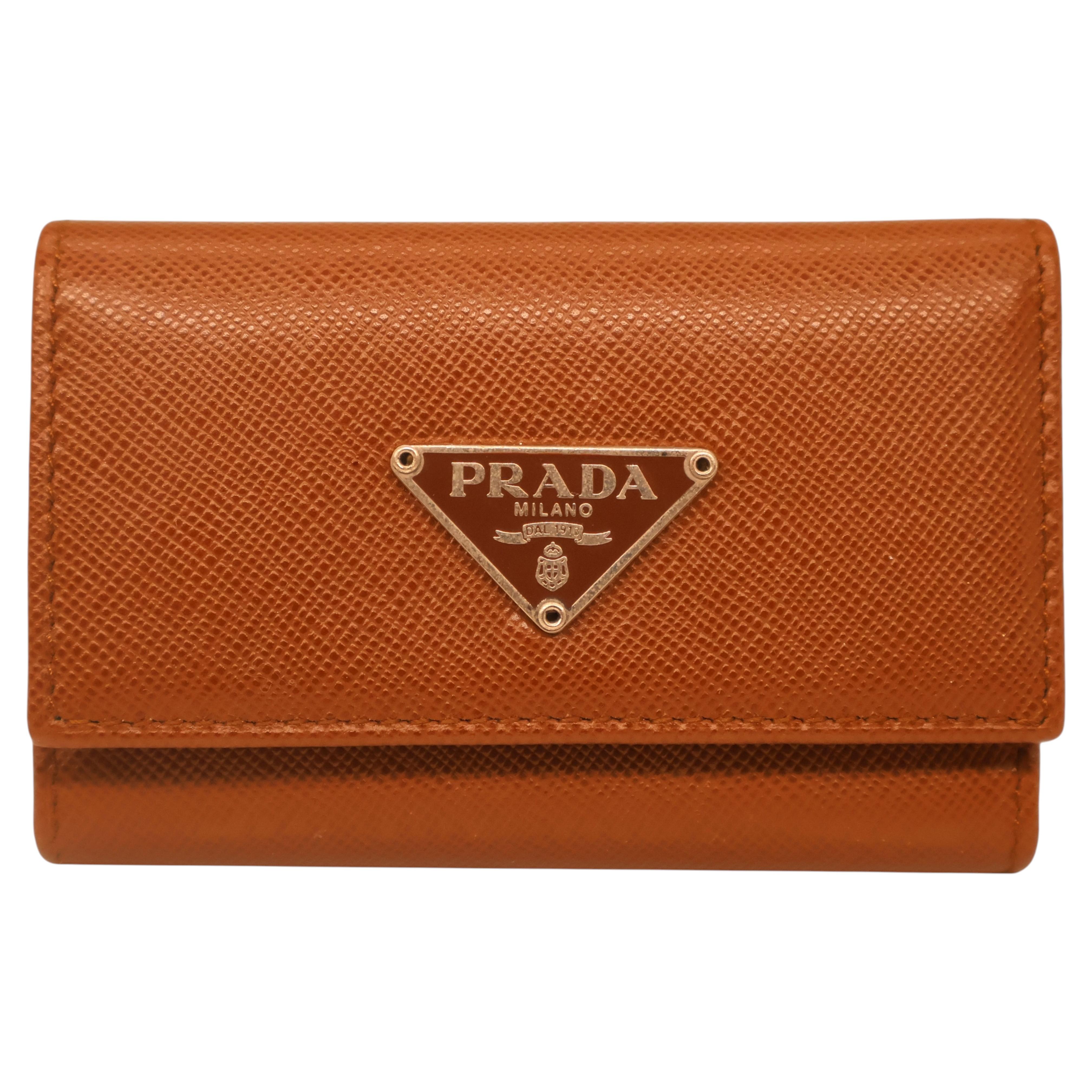 Prada Tobacco Saffiano Leather Portamon Key Case Card Holder, 2016.
