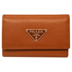 Prada Tobacco Saffiano Leather Portamon Key Case Card Holder, 2016.
