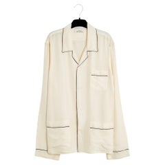 Prada Top Bluse 38FR Iconic Ecru Seide Pyjama Shirt Re Edition UK10 US8