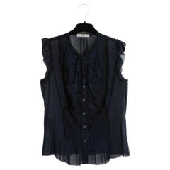 Prada Top Bluse FR38/40 Nacht Baumwolle Schleppe US8/10