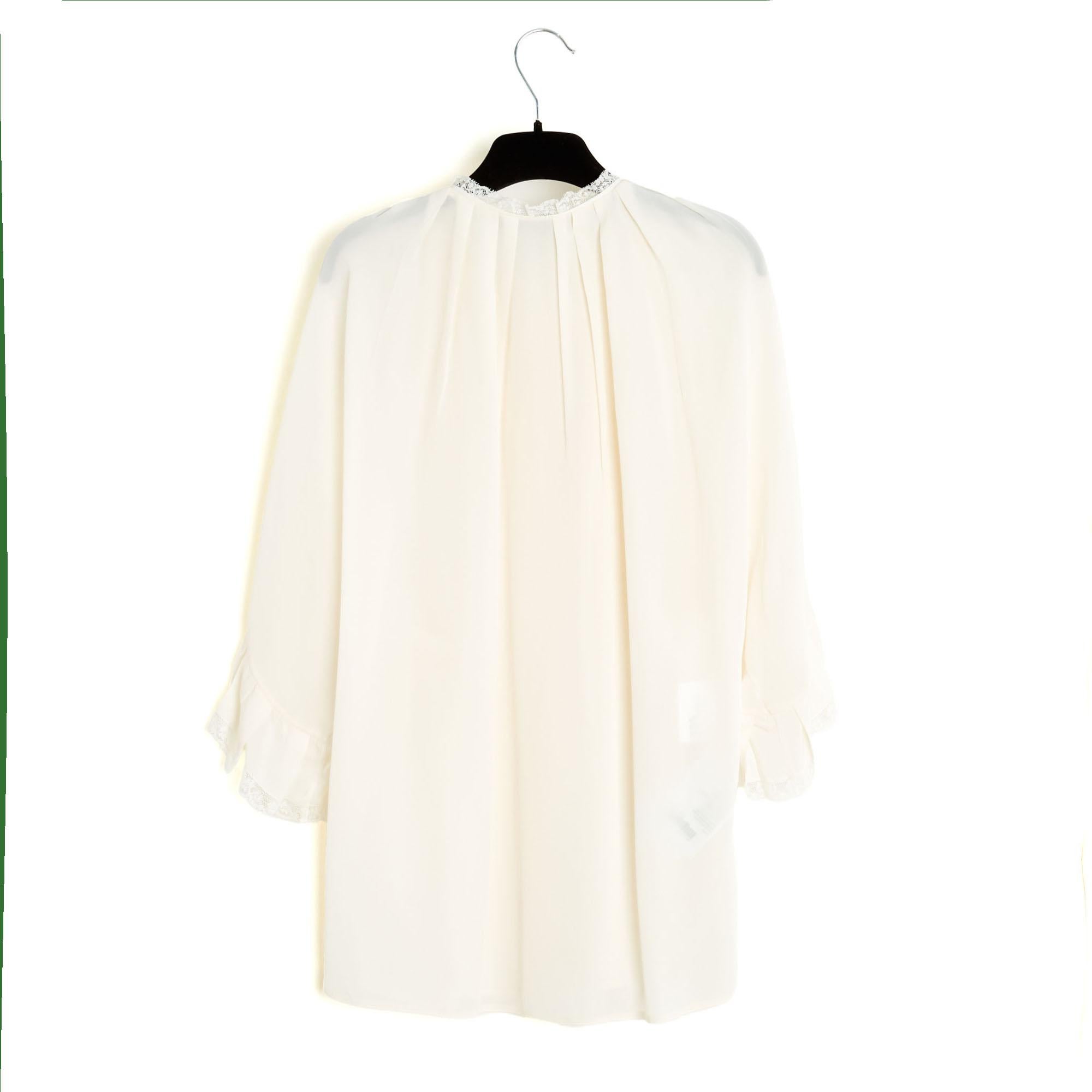 Donna Prada Top FR36/38 Camicetta in seta ecru con maniche anteriori UK8/10 US6/8 in vendita