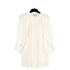 Prada Top FR36/38 Ecrufarbene Bluse mit Frontärmeln aus Seide UK8/10 US6/8