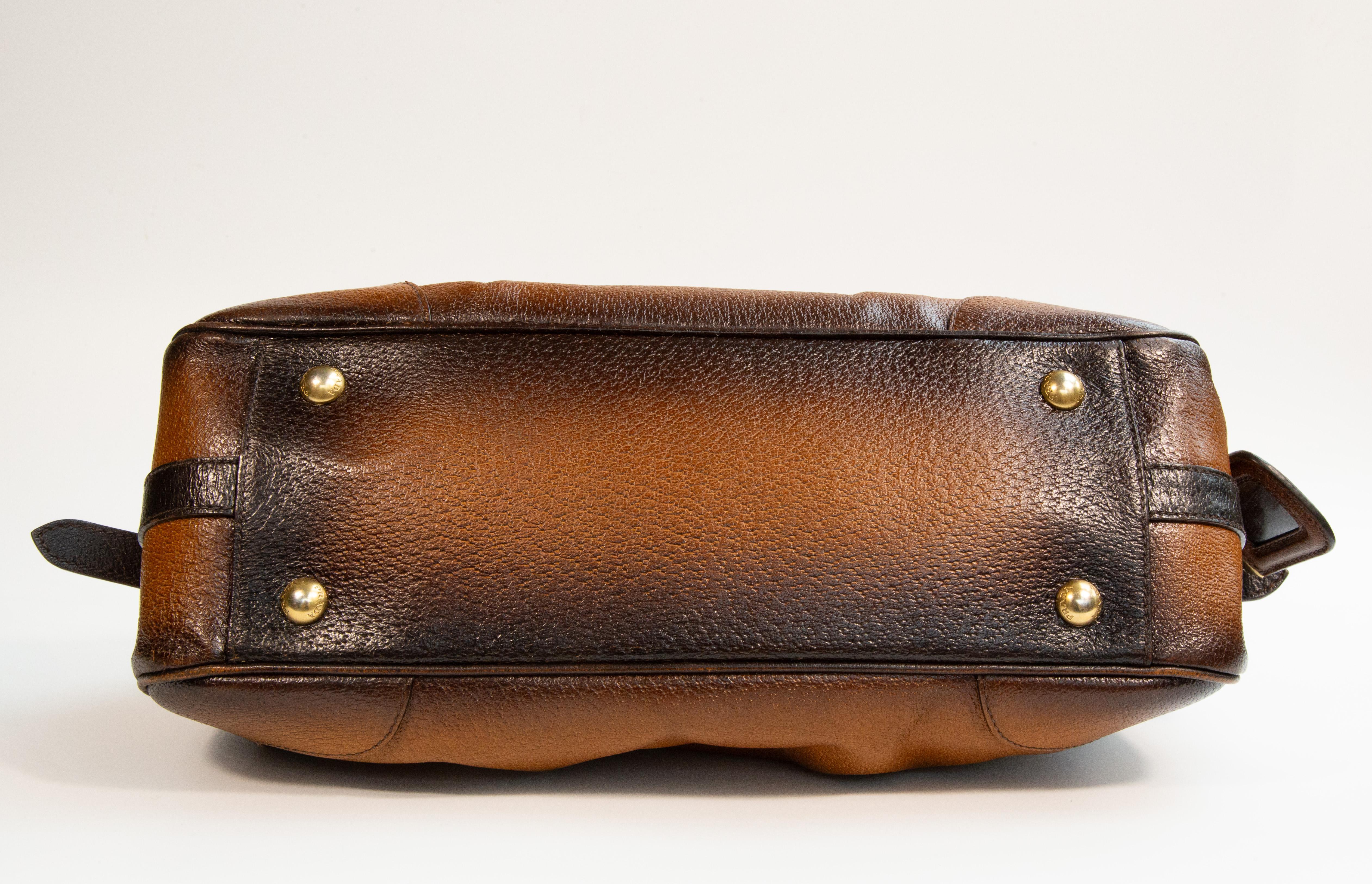 Prada Top Handle Bag Shoulder Bag in Brown Leather For Sale 6