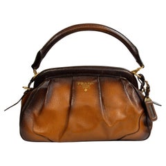 Prada Top Handle Bag Shoulder Bag in Brown Leather