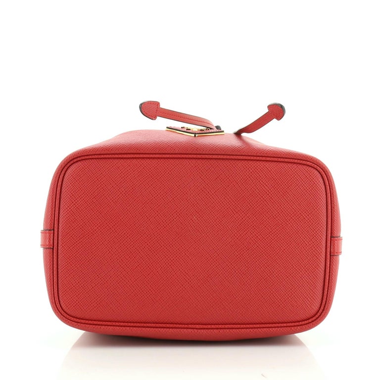 Prada Top Handle Bucket Bag Saffiano Leather Small For Sale at 1stdibs