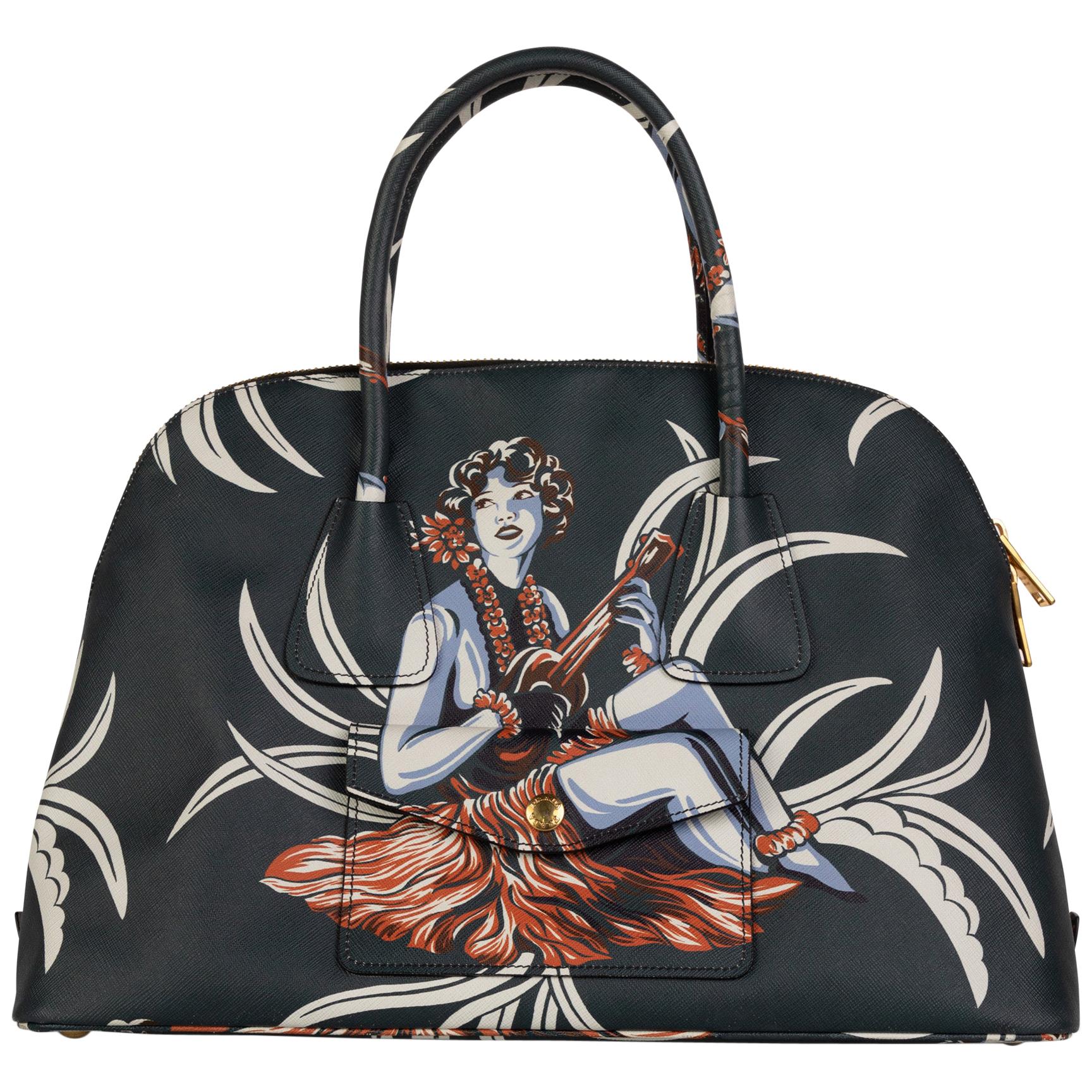 Prada Hawaiian Print Saffiano Leather Top Handle Bag, 2014 at 1stDibs |  prada hawaiian bag, hawaiian print luggage, top handle handbag