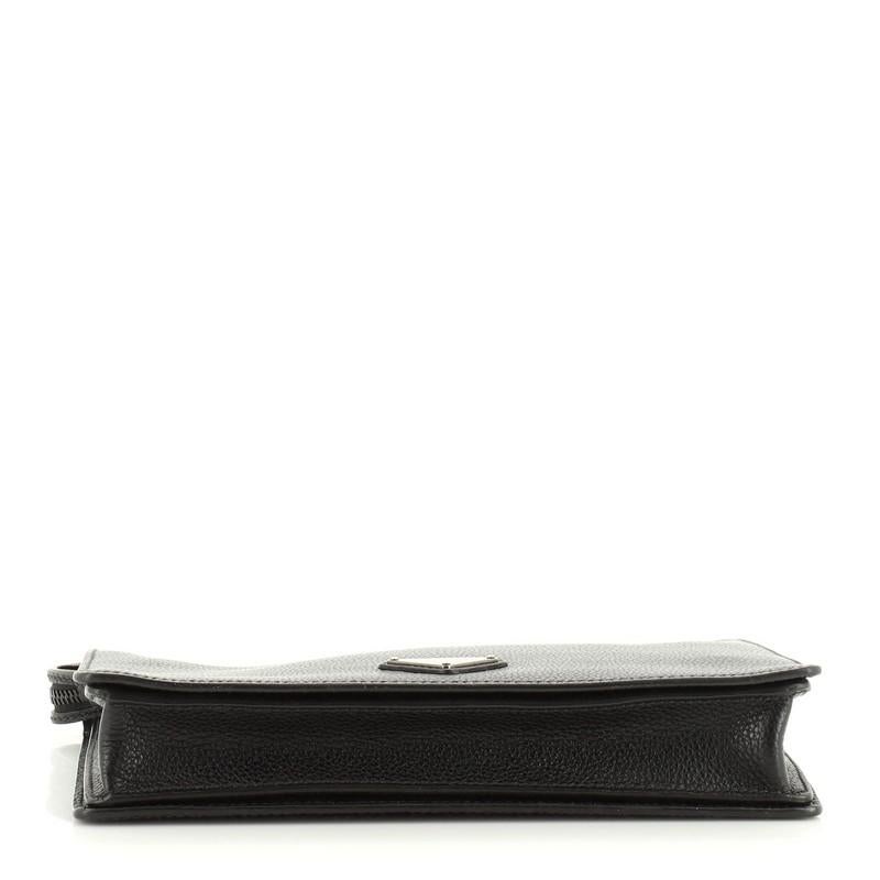 Prada Top Zip Wristlet Leather Medium  In Good Condition In NY, NY