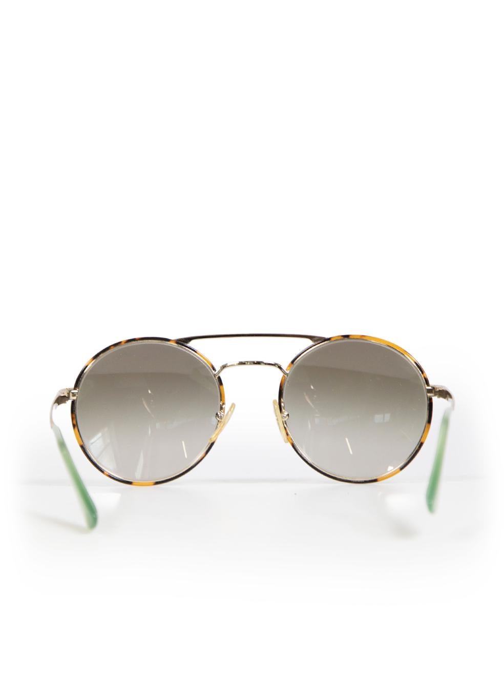 Brown Prada Tortoise Pale Gold Round Sunglasses