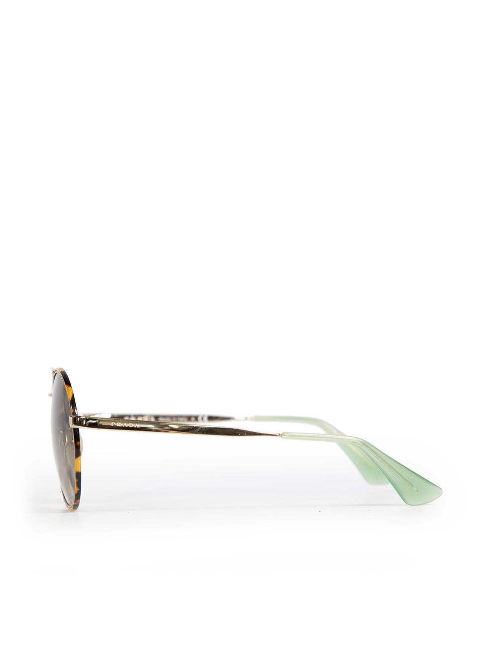 Prada Tortoise Pale Gold Round Sunglasses In Good Condition In London, GB