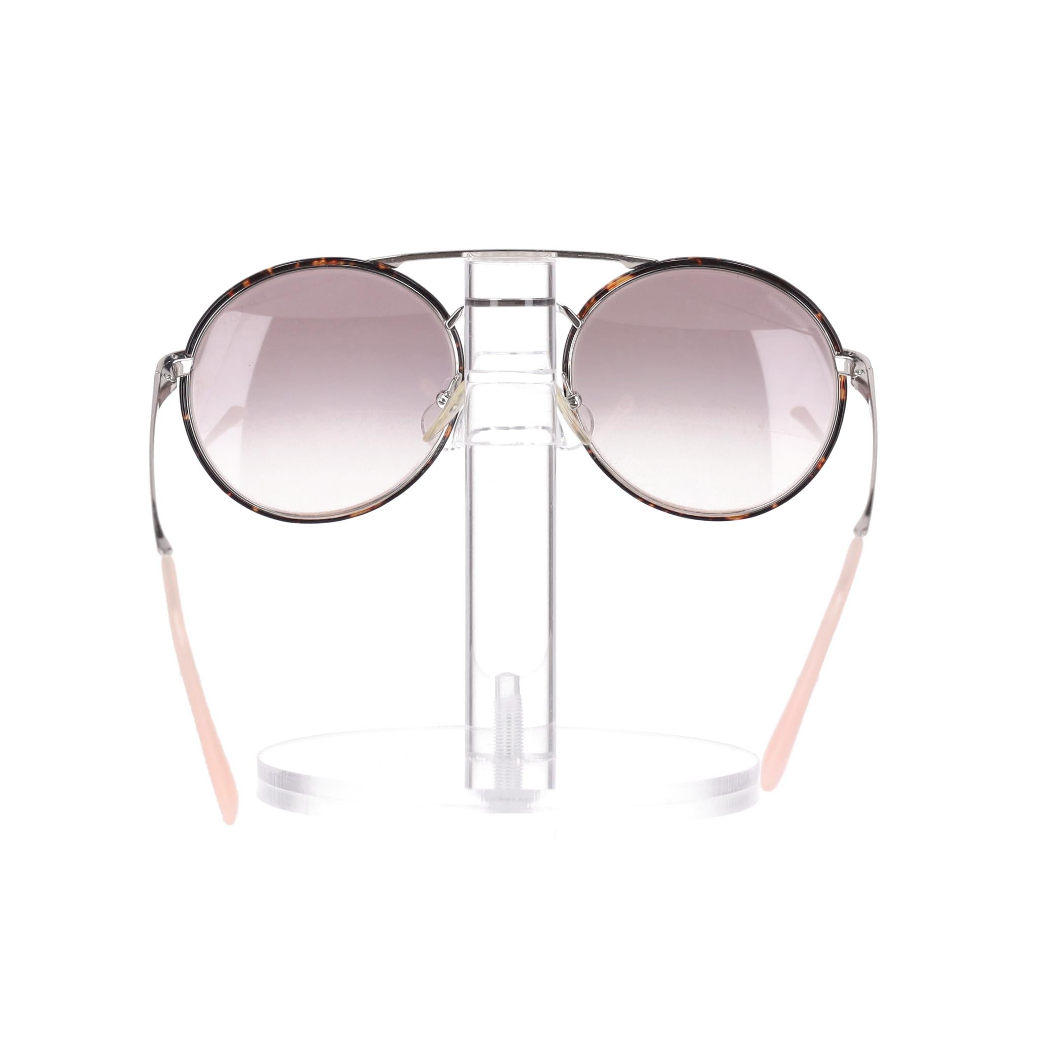 Gray Prada Tortoiseshell Round Sunglasses For Sale