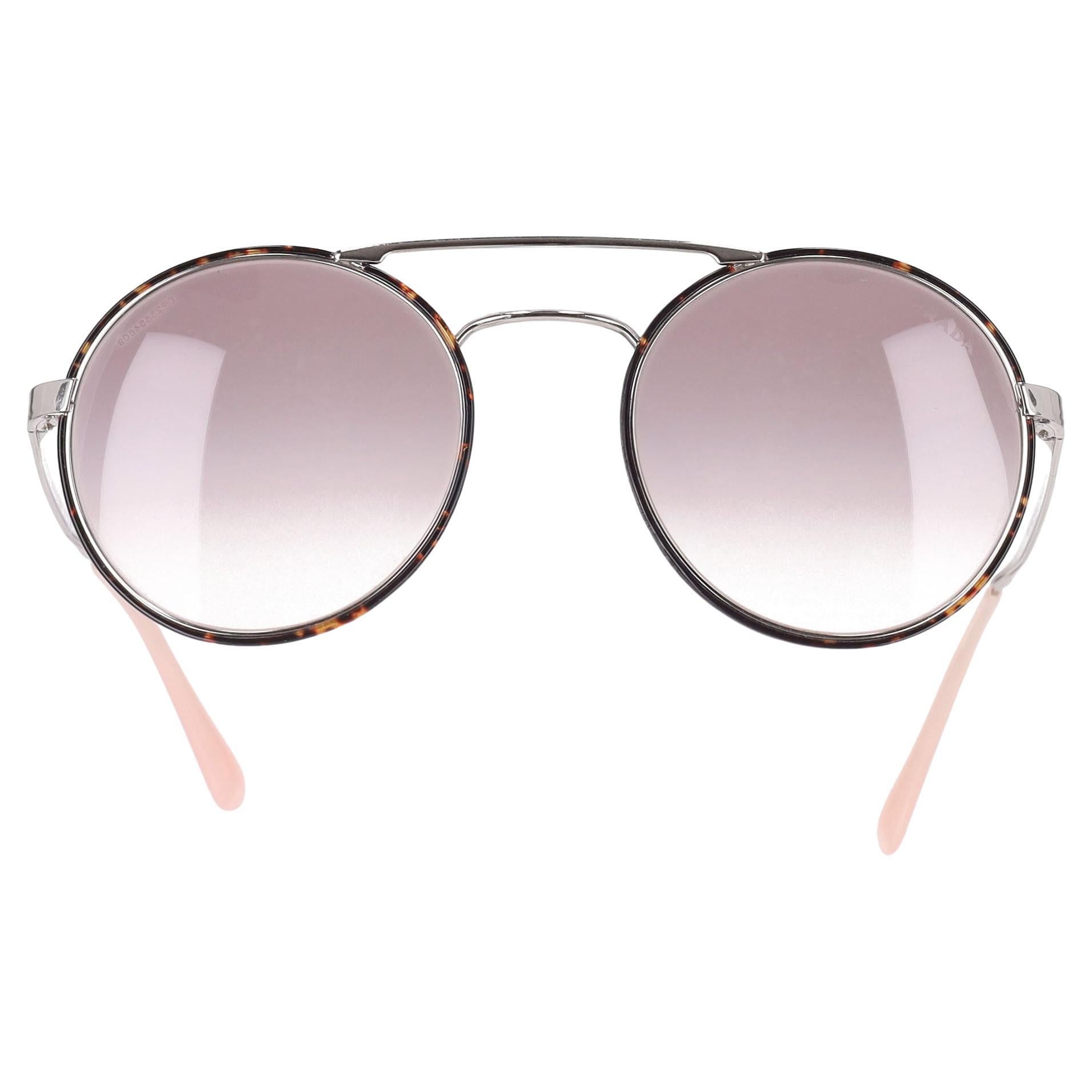Prada Tortoiseshell Round Sunglasses For Sale