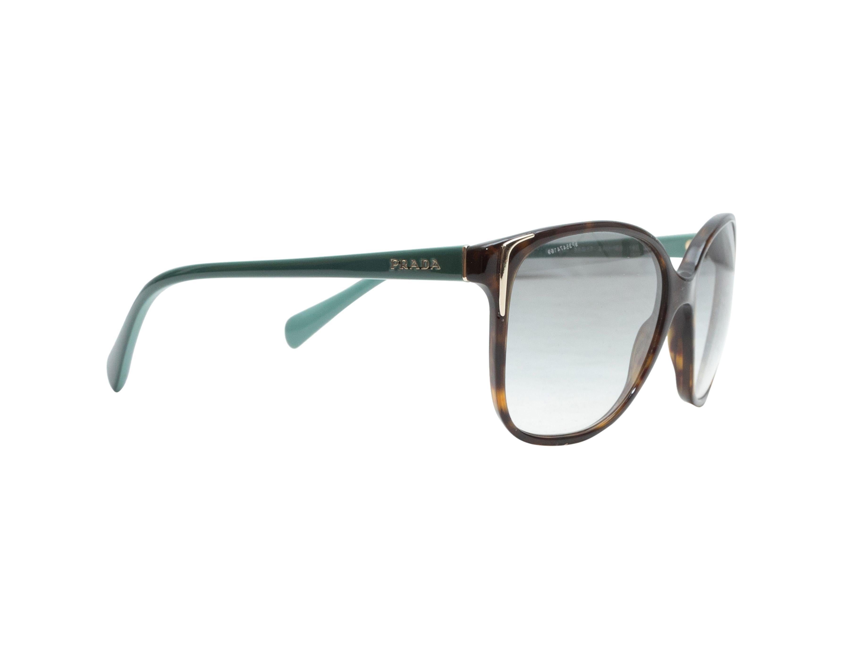 Prada Tortoiseshell & Teal Acetate Sunglasses In Good Condition In New York, NY
