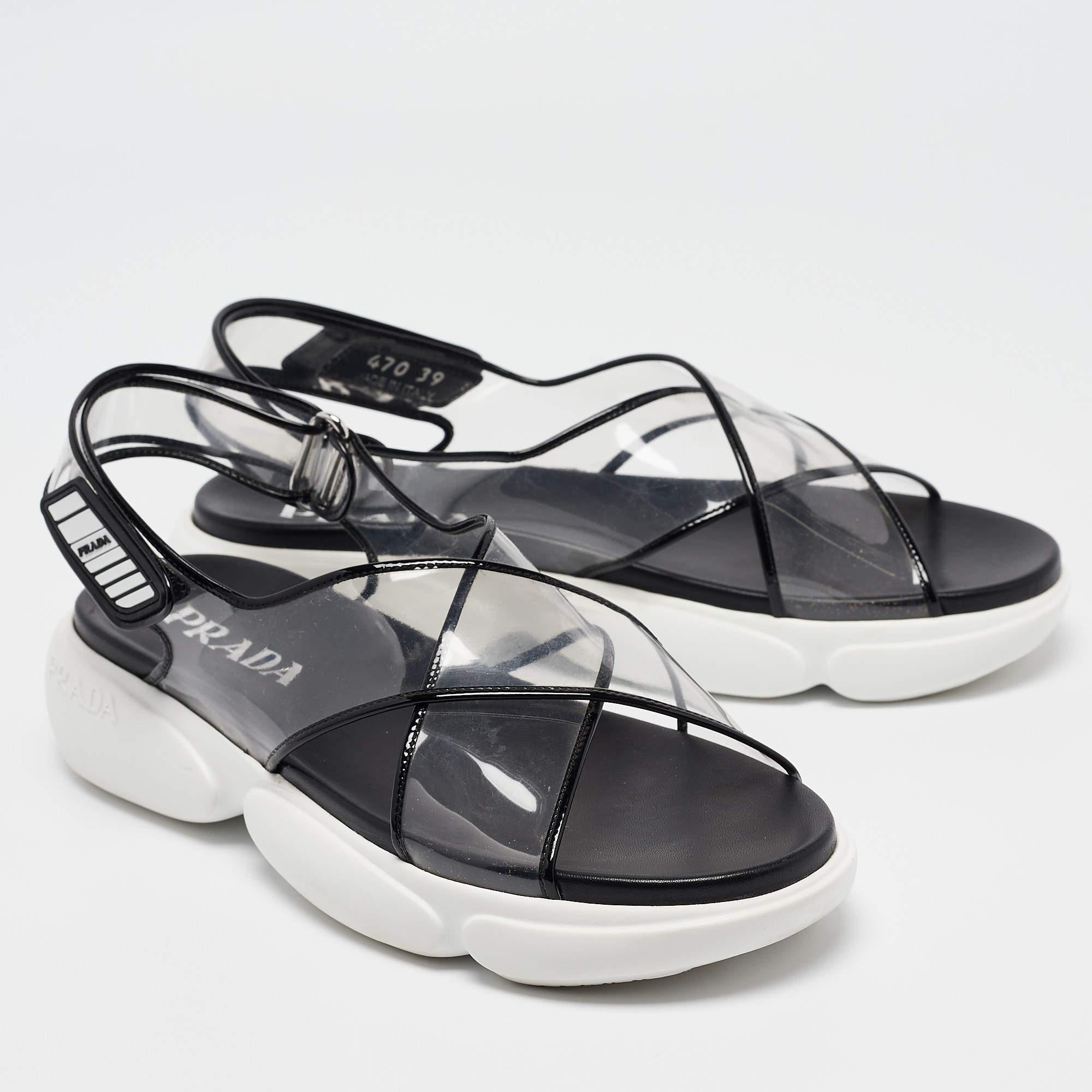 Prada Transparent PVC Cloudbust Slingback Sandals Size 39 In Excellent Condition In Dubai, Al Qouz 2