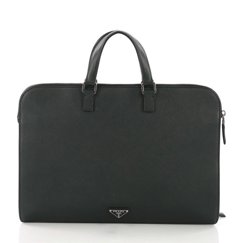 Black Prada Travel Briefcase Saffiano Leather