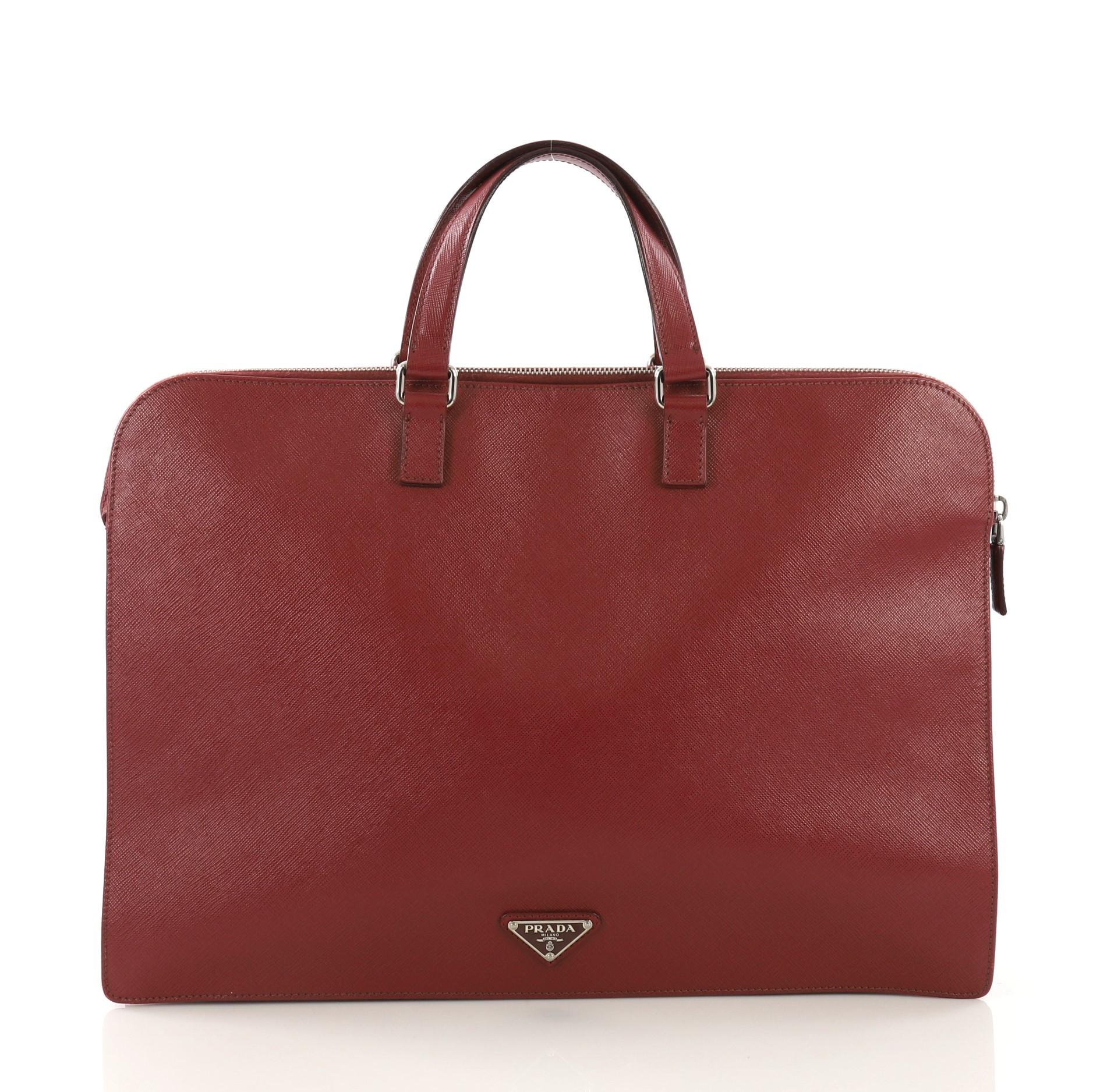 Prada Travel Briefcase Saffiano Leather In Good Condition In NY, NY