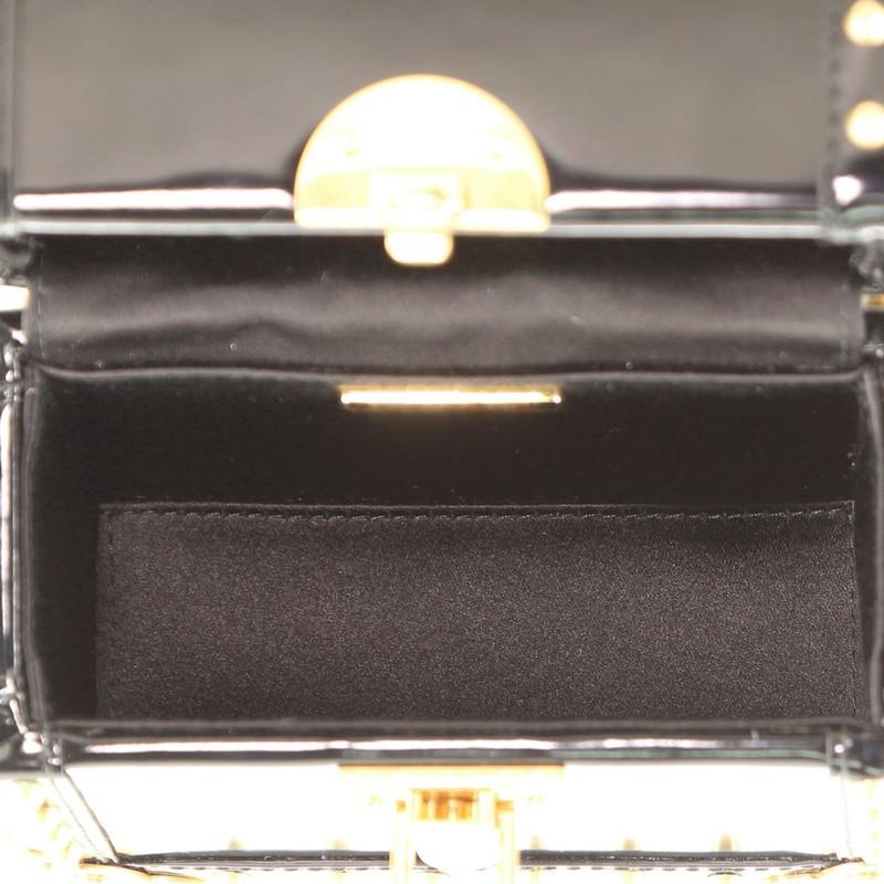 Black Prada Treasure Trunk Crossbody Bag Studded Patent Mini