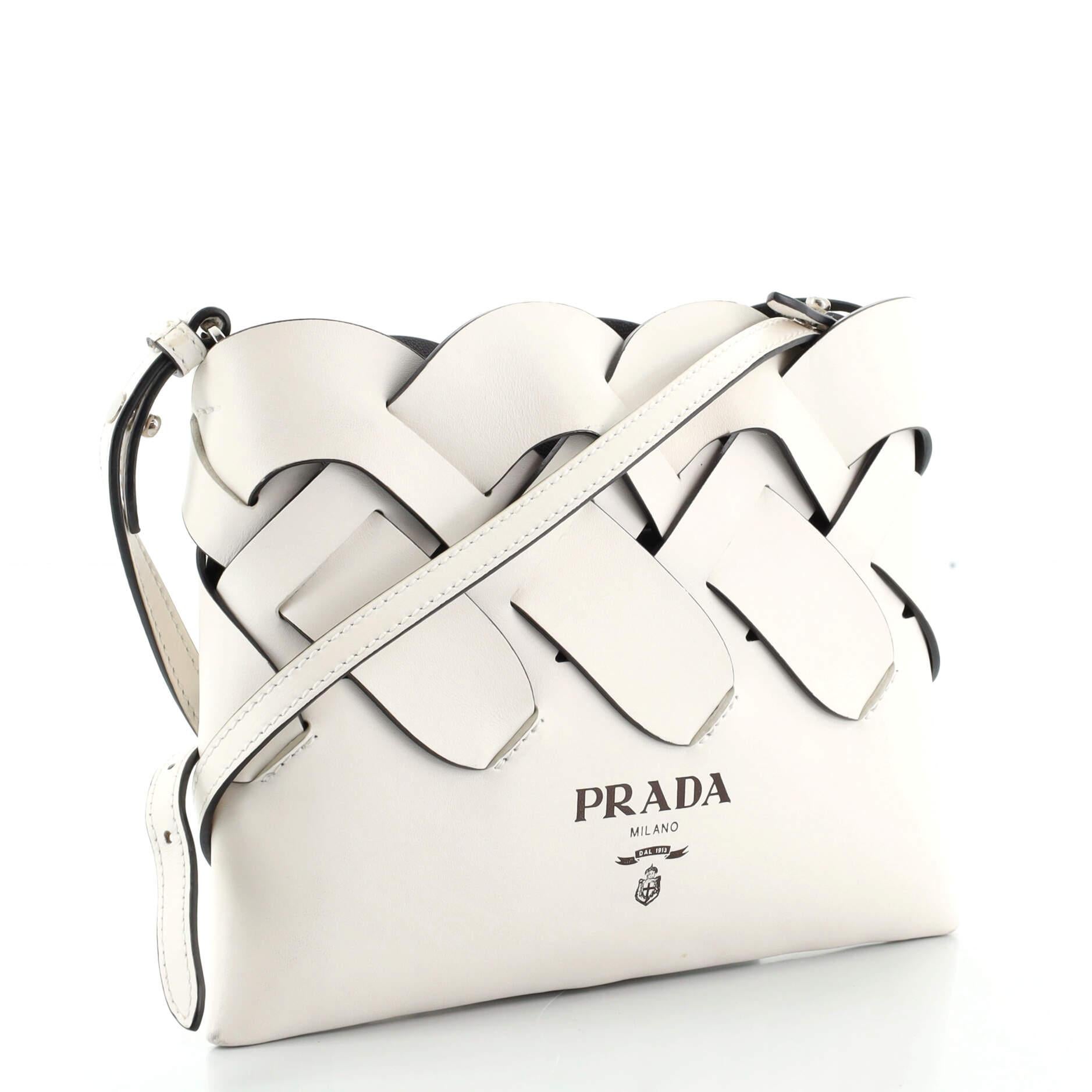 Prada Tress Clutch Leather Small In Good Condition In NY, NY
