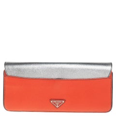 Prada Tri Color Leather Cinghiale Flap Clutch