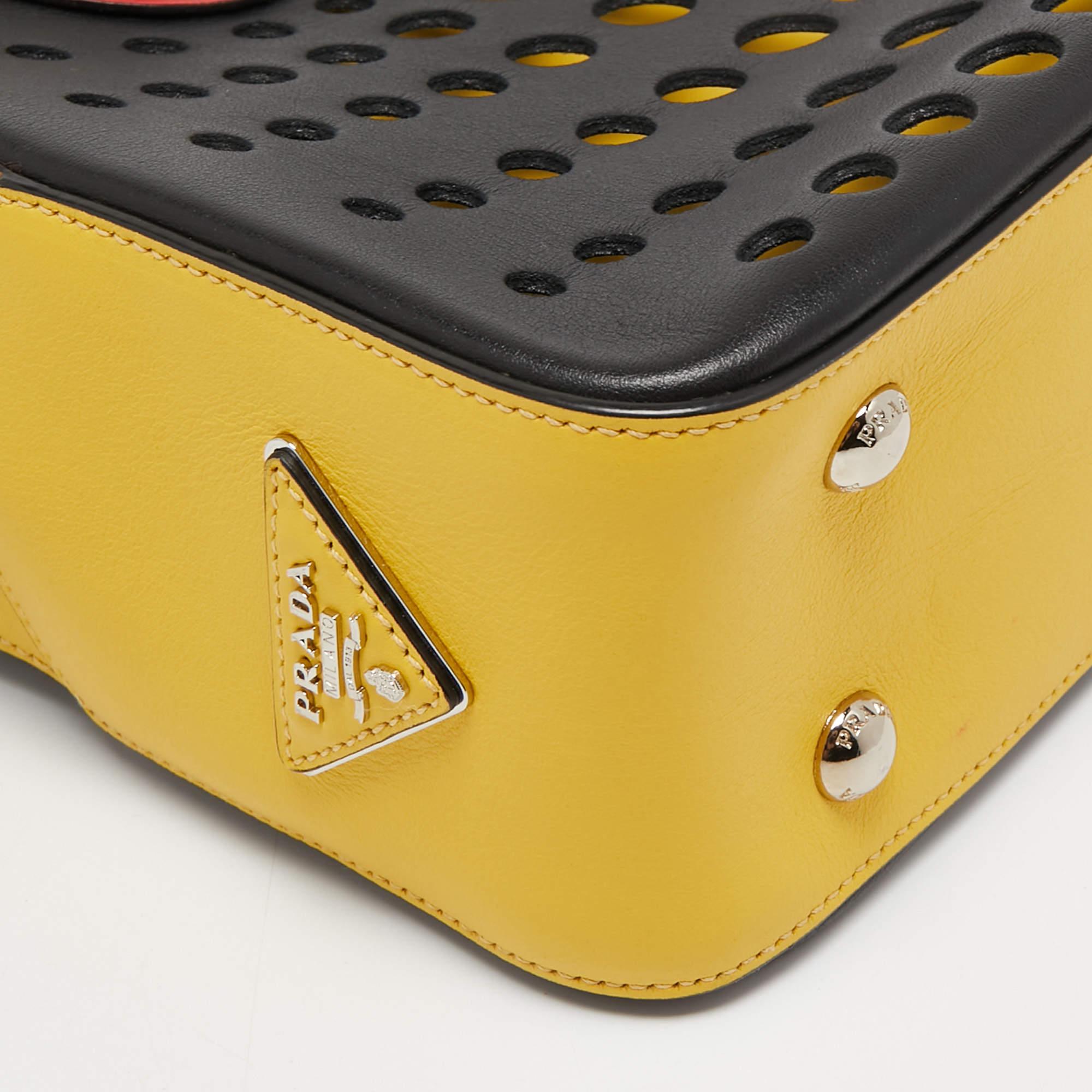 Prada Tri Color Perforated Leather City Fori Chain Bag 3