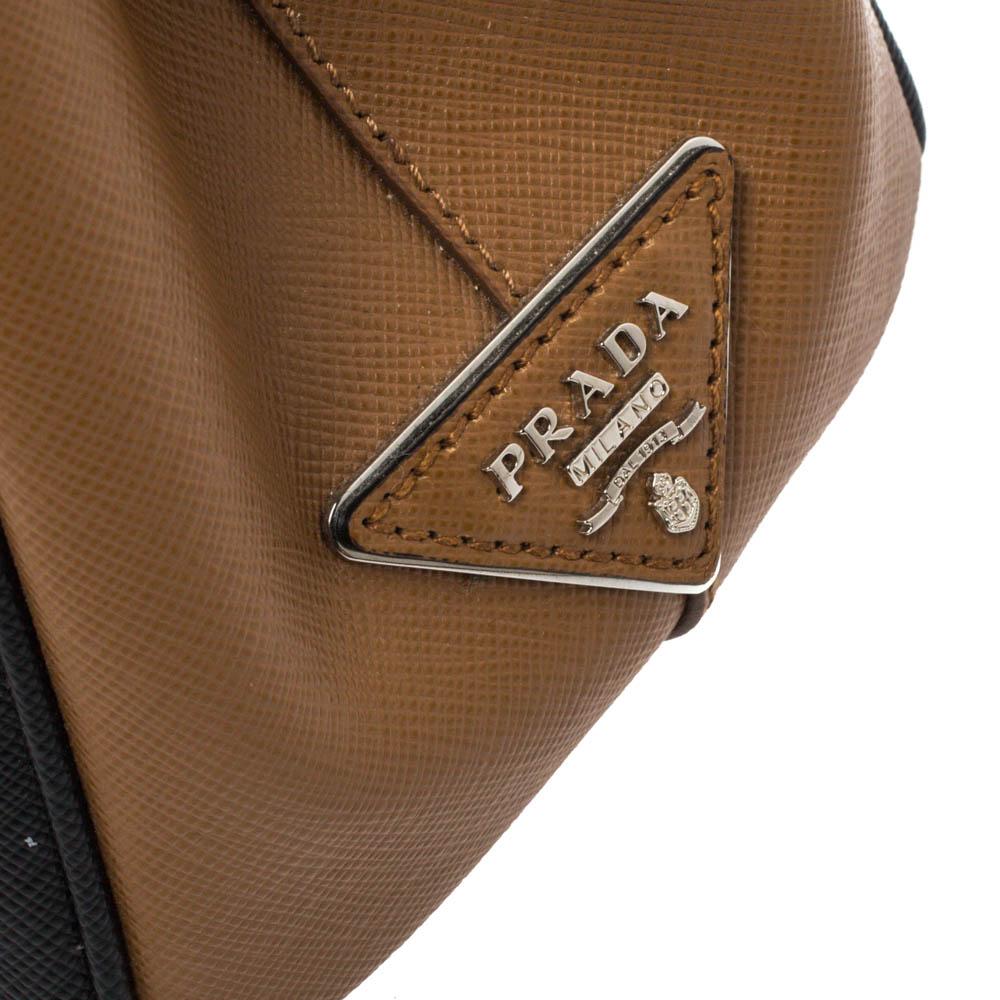 Prada Tri Color Striped Saffiano Leather Small Double Zip Tote 2