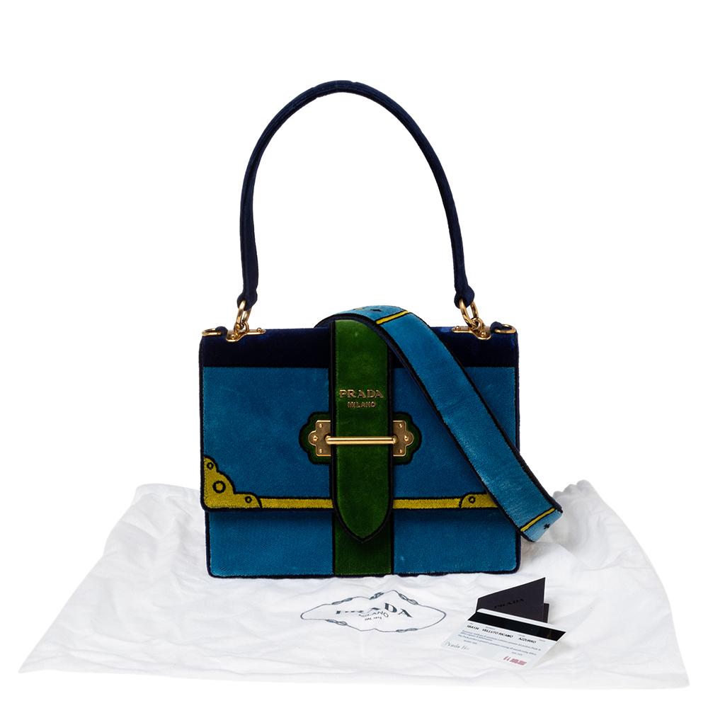 Prada Tri Color Velvet Cahier Top Handle Bag 3