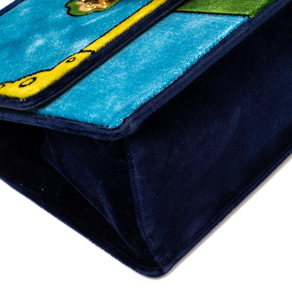 Prada Tri Color Velvet Cahier Top Handle Bag In Good Condition In Dubai, Al Qouz 2