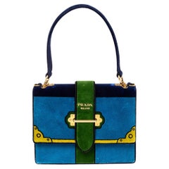 Prada Tri Color Velvet Cahier Top Handle Bag