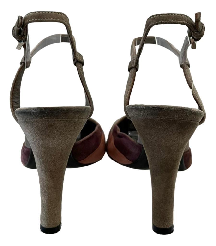 Prada Tri-Colour Suede Slingback Pumps In Excellent Condition For Sale In London, GB