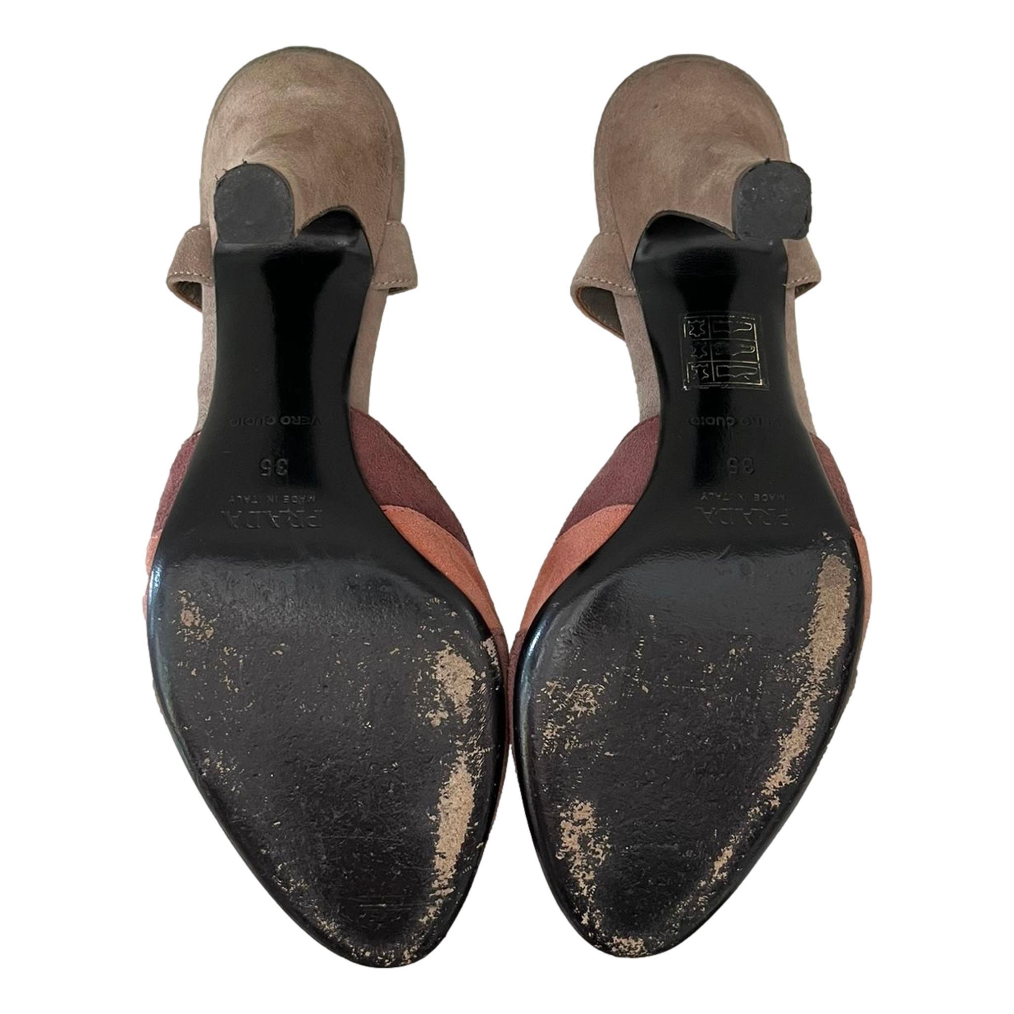 Women's Prada Tri-Colour Suede Slingback Pumps For Sale