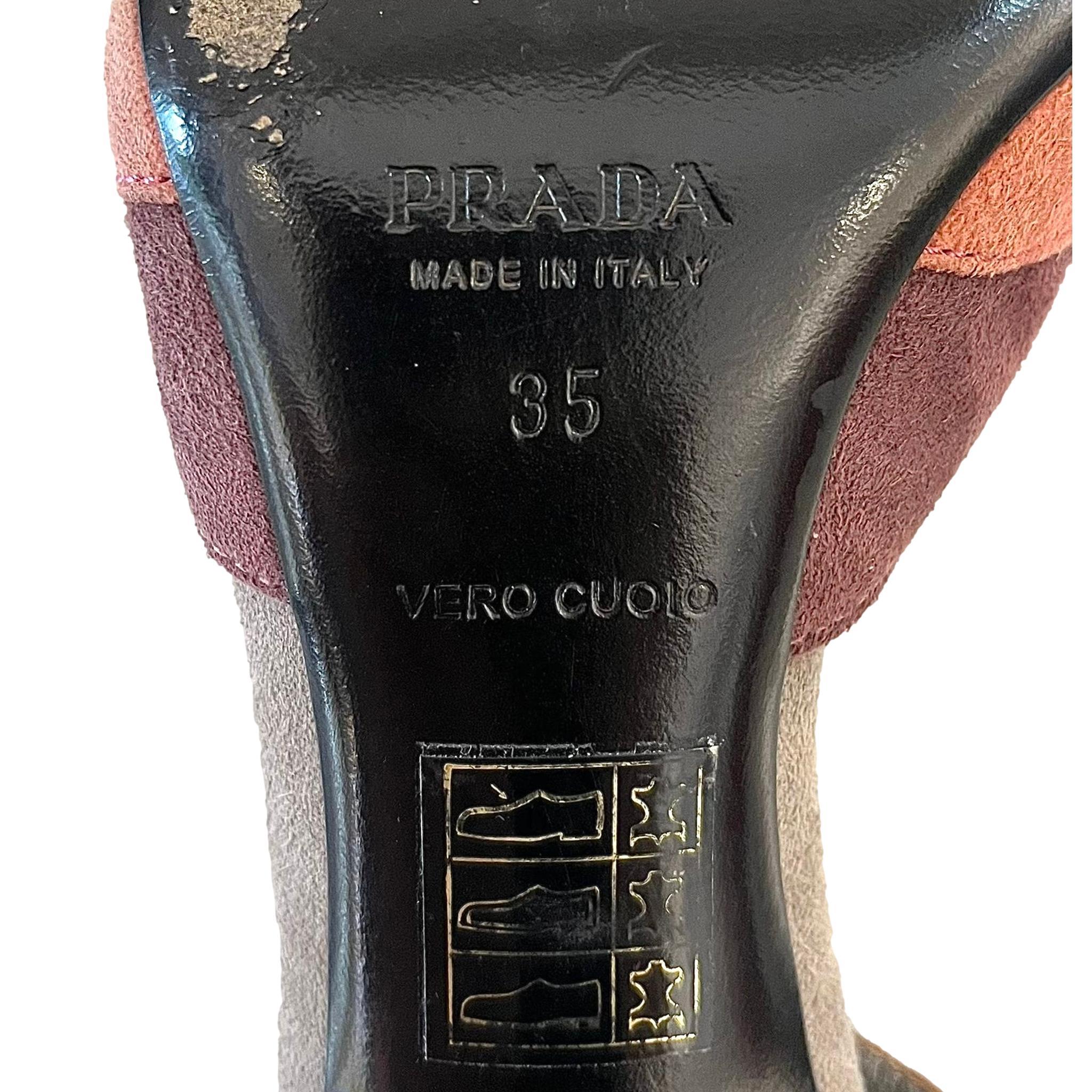 Prada Tri-Colour Suede Slingback Pumps For Sale 4