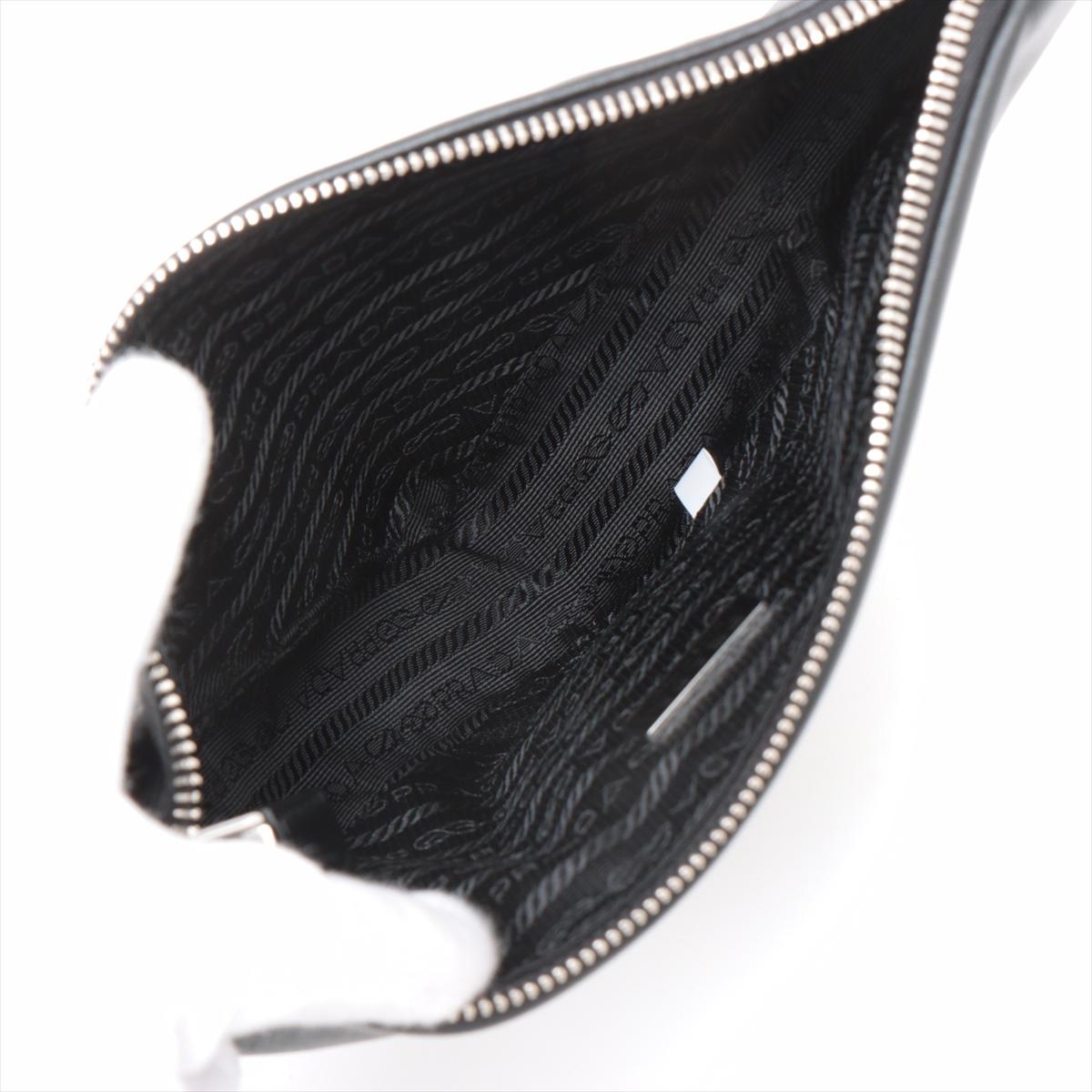 Prada Triangle Leather Clutch Bag Black 2