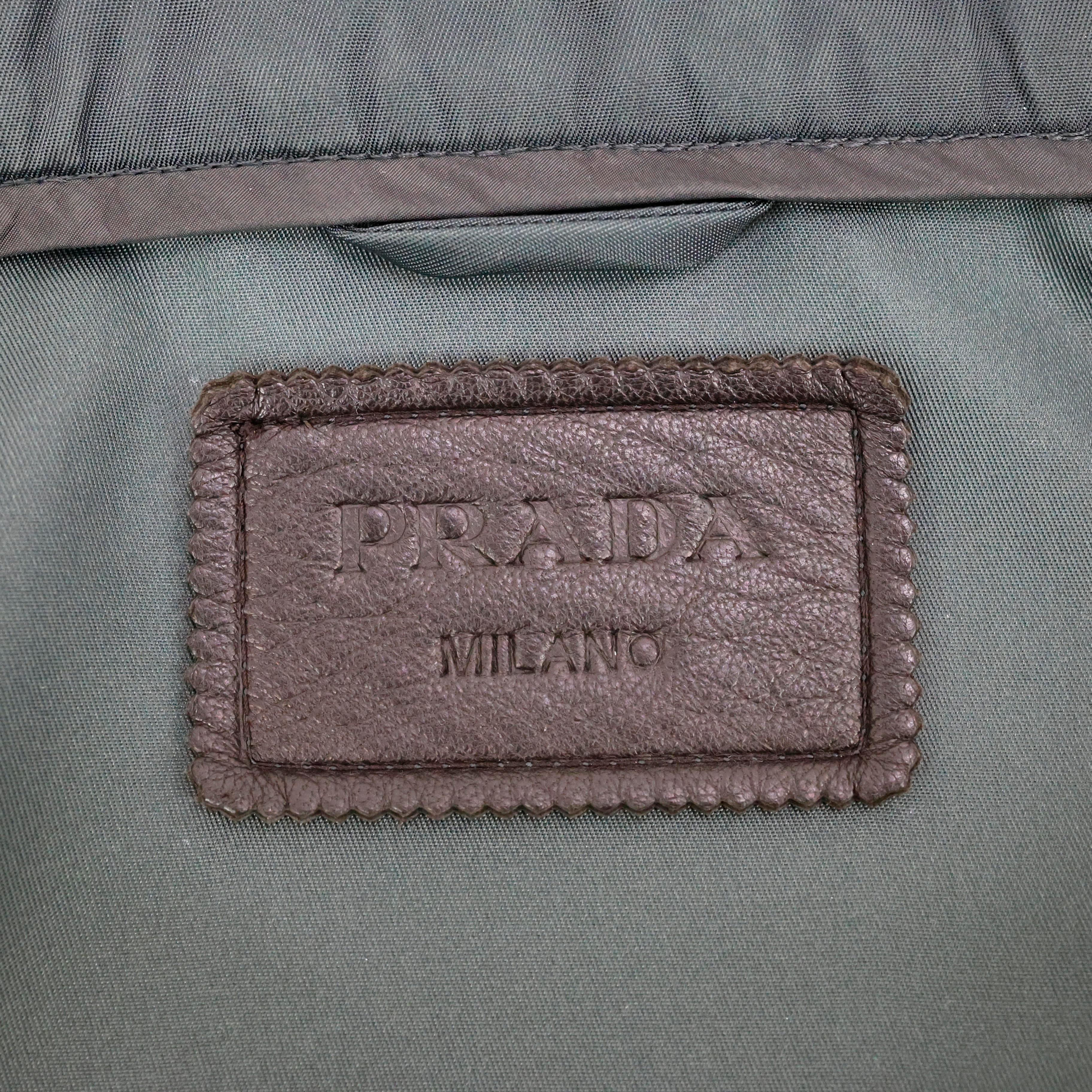 Prada Triangle Logo Jacket in Nylon and Leather For Sale 1