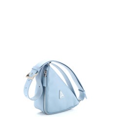 Prada Triangle Logo Zip Around Shoulder Bag Saffiano Leather