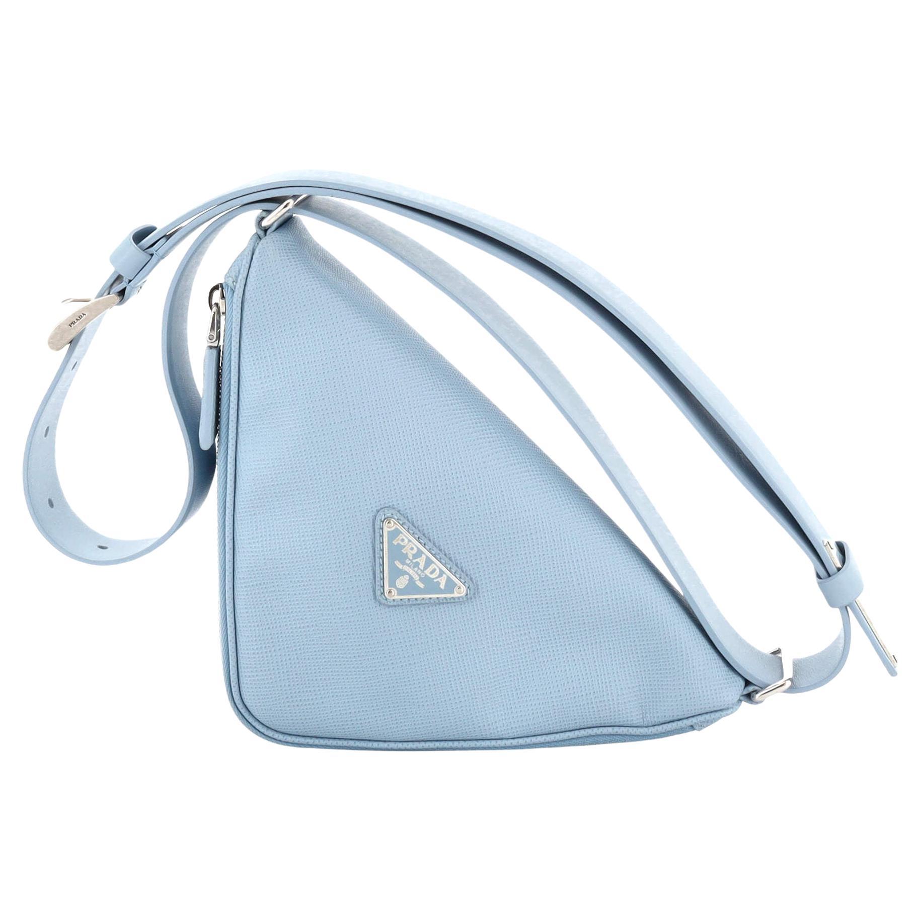 Prada Triangle Logo Zip Around Shoulder Bag Saffiano Leather For Sale