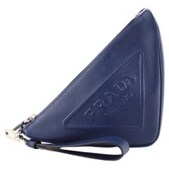 Prada Triangle Logo Zip Crossbody Bag Embossed Saffiano Leather Small