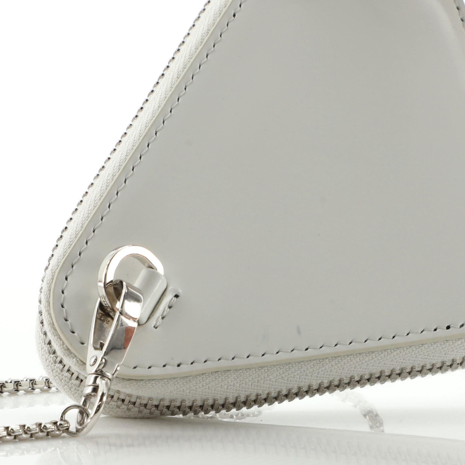 Prada Triangle Pouch Bag with Chain Brushed Leather Mini 2