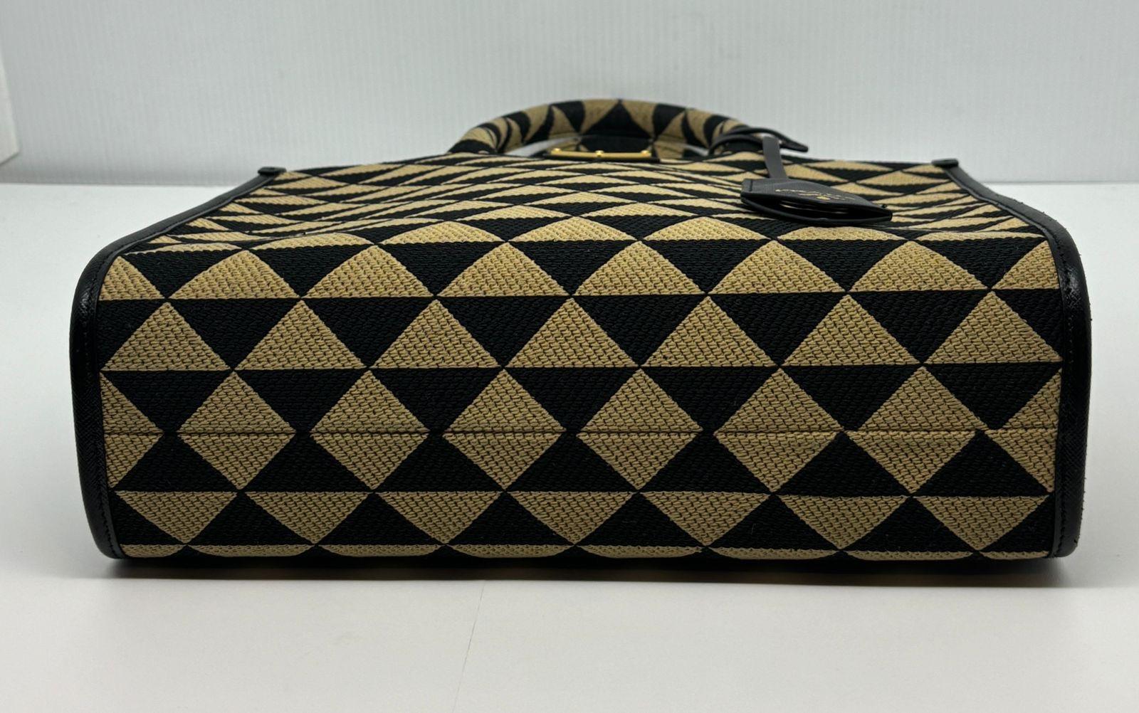 Black Prada Triangolo Jacquard Small Symbole Tote Bag