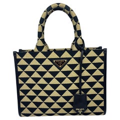 Prada Triangolo Jacquard Small Symbole Tote Bag