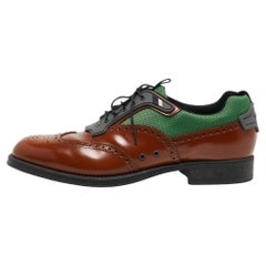 Prada Tricolor Brogue Leather and Mesh Lace Up Oxfords Size 45