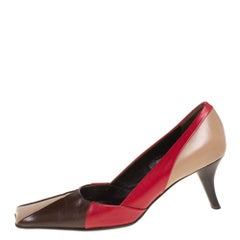 Prada Tricolor Leather Square Toe Pumps Size 36.5